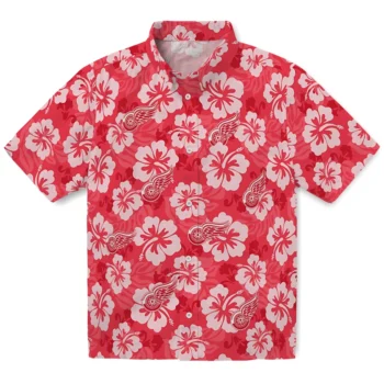 Detroit Red Wings Hawaiian Shirt - Hibiscus Cluster