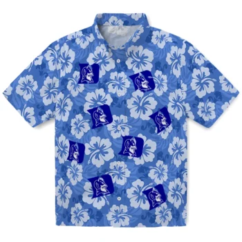 Duke Blue Devils Hawaiian Shirt - Hibiscus Cluster