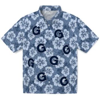 Georgetown Hoyas Hawaiian Shirt - Hibiscus Cluster