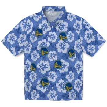 Golden State Warriors Hawaiian Shirt - Hibiscus Cluster