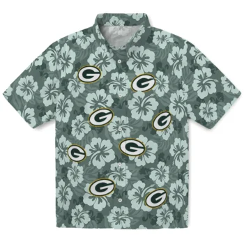 Green Bay Packers Hawaiian Shirt - Hibiscus Cluster