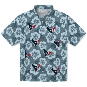 Houston Texans Hawaiian Shirt - Hibiscus Cluster