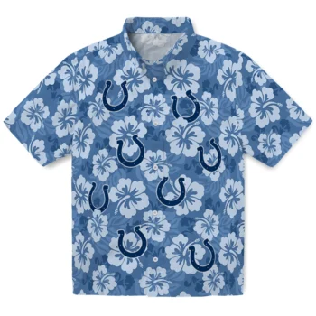 Indianapolis Colts Hawaiian Shirt - Hibiscus Cluster