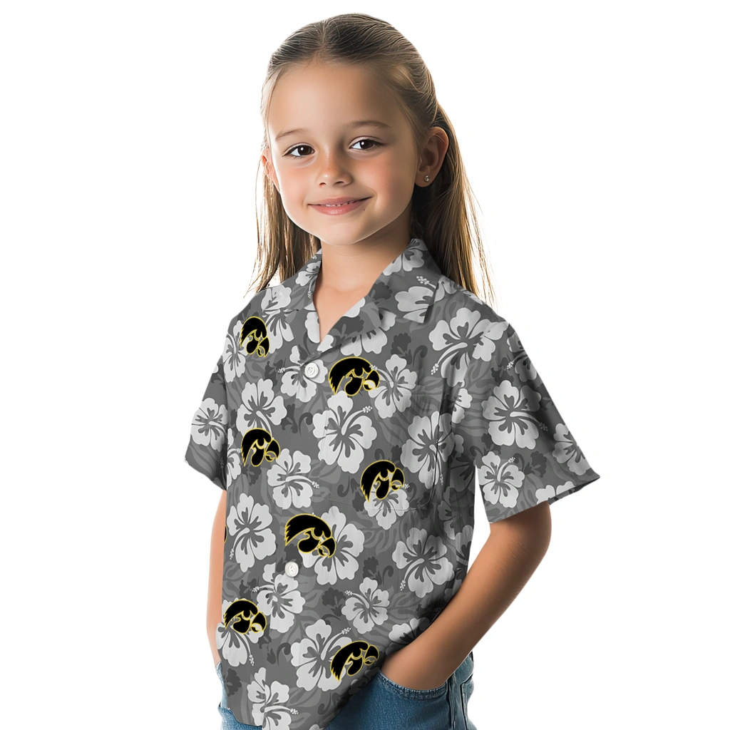 iowa-hawkeyes-hawaiian-shirt-hibiscus-cluster-black-premium-grade.webp