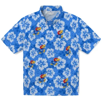 Kansas Jayhawks Hawaiian Shirt - Hibiscus Cluster