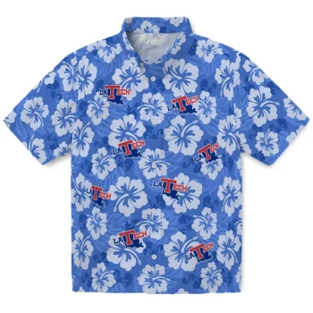 LA Tech Hawaiian Shirt - Hibiscus Cluster