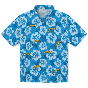 Los Angeles Chargers Hawaiian Shirt - Hibiscus Cluster