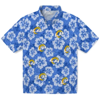 Los Angeles Rams Hawaiian Shirt - Hibiscus Cluster