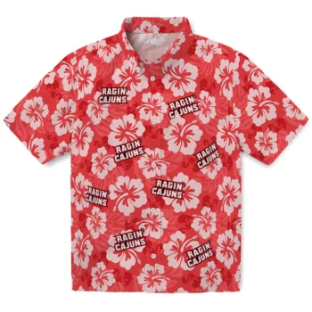 Louisiana Ragin' Cajuns Hawaiian Shirt - Hibiscus Cluster