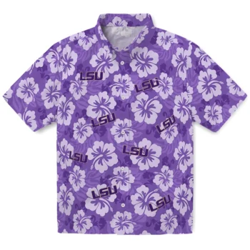 LSU Tigers Hawaiian Shirt - Hibiscus Cluster