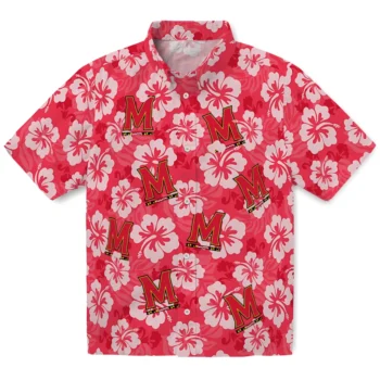 Maryland Terrapins Hawaiian Shirt - Hibiscus Cluster