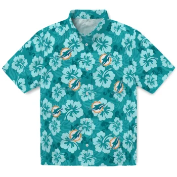 Miami Dolphins Hawaiian Shirt - Hibiscus Cluster