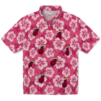 Miami Heat Hawaiian Shirt - Hibiscus Cluster