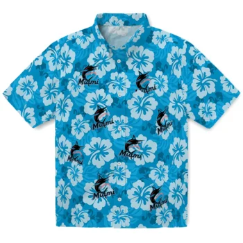Miami Marlins Hawaiian Shirt - Hibiscus Cluster