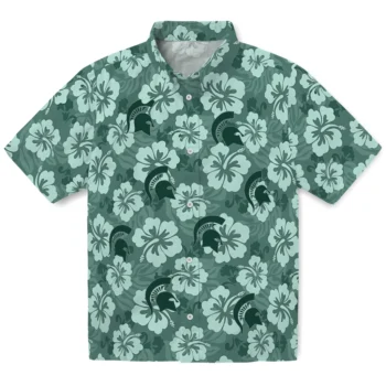 Michigan State Spartans Hawaiian Shirt - Hibiscus Cluster