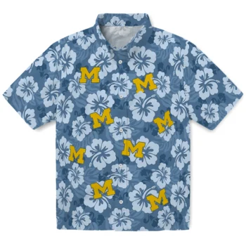 Michigan Wolverines Hawaiian Shirt - Hibiscus Cluster
