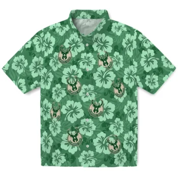 Milwaukee Bucks Hawaiian Shirt - Hibiscus Cluster