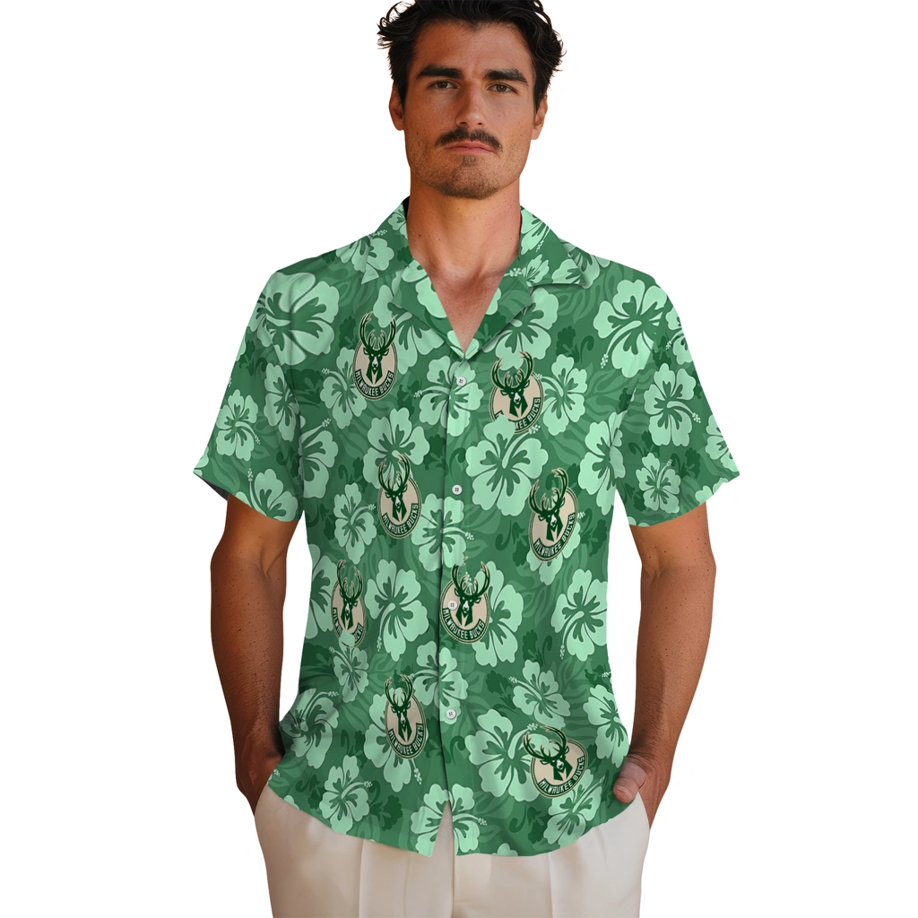 milwaukee-bucks-hawaiian-shirt-hibiscus-cluster-green-fashion-forward.webp