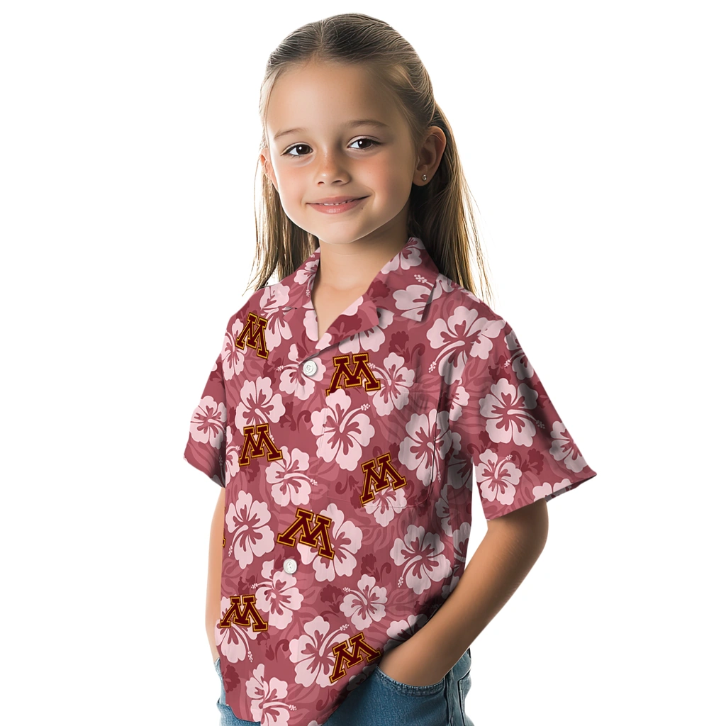 minnesota-golden-gophers-hawaiian-shirt-hibiscus-cluster-maroon-premium-grade.webp