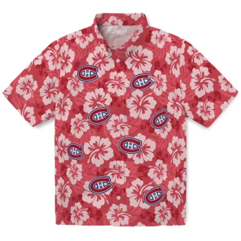 Montreal Canadiens Hawaiian Shirt - Hibiscus Cluster