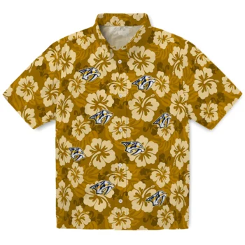 Nashville Predators Hawaiian Shirt - Hibiscus Cluster