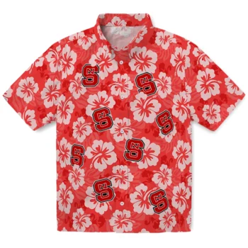 NC State Wolfpack Hawaiian Shirt - Hibiscus Cluster