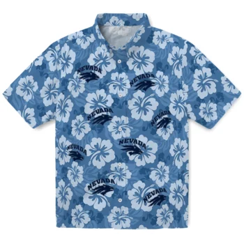 Nevada Wolf Pack Hawaiian Shirt - Hibiscus Cluster
