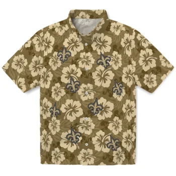 New Orleans Saints Hawaiian Shirt - Hibiscus Cluster