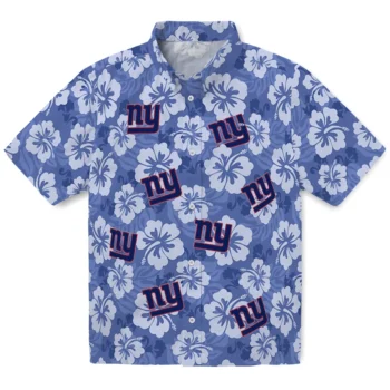 New York Giants Hawaiian Shirt - Hibiscus Cluster