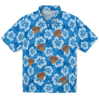 New York Knicks Hawaiian Shirt - Hibiscus Cluster