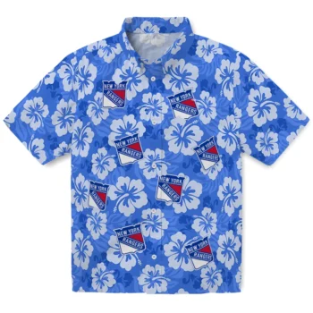 New York Rangers Hawaiian Shirt - Hibiscus Cluster