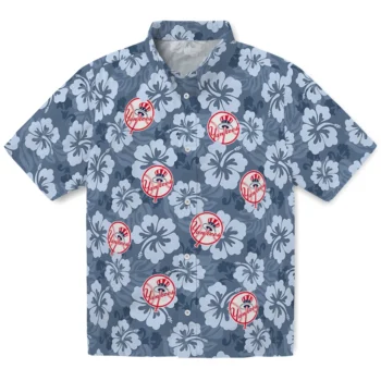 New York Yankees Hawaiian Shirt - Hibiscus Cluster