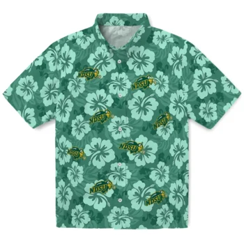 North Dakota State Bison Hawaiian Shirt - Hibiscus Cluster