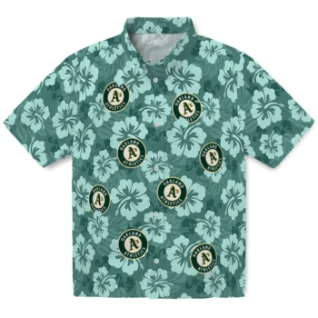 Oakland Athletics Hawaiian Shirt - Hibiscus Cluster