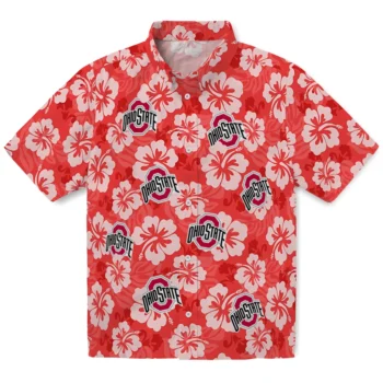 Ohio State Buckeyes Hawaiian Shirt - Hibiscus Cluster