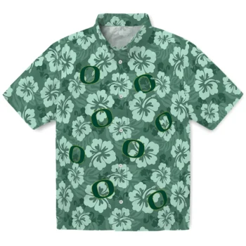 Oregon Ducks Hawaiian Shirt - Hibiscus Cluster