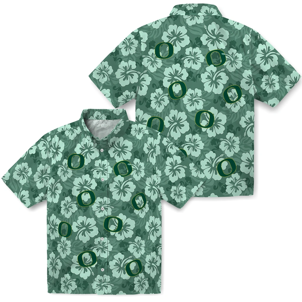 oregon-ducks-hawaiian-shirt-hibiscus-cluster-green-high-quality.webp