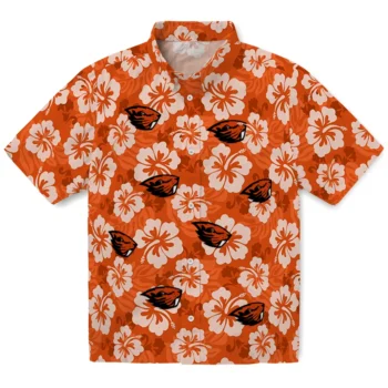 Oregon State Beavers Hawaiian Shirt - Hibiscus Cluster