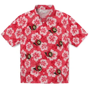 Ottawa Senators Hawaiian Shirt - Hibiscus Cluster