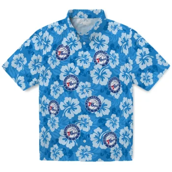 Philadelphia 76ers Hawaiian Shirt - Hibiscus Cluster