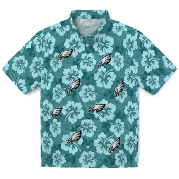 Philadelphia Eagles Hawaiian Shirt - Hibiscus Cluster