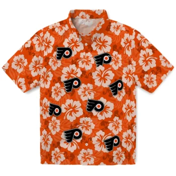 Philadelphia Flyers Hawaiian Shirt - Hibiscus Cluster