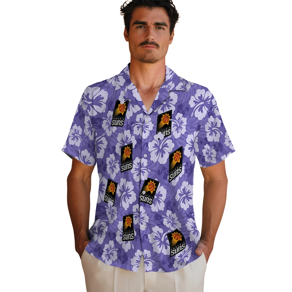 phoenix-suns-hawaiian-shirt-hibiscus-cluster-purple-fashion-forward.webp