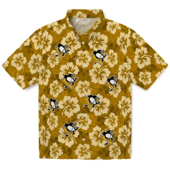 Pittsburgh Penguins Hawaiian Shirt - Hibiscus Cluster