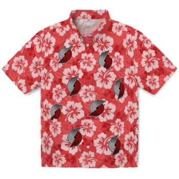 Portland Trail Blazers Hawaiian Shirt - Hibiscus Cluster