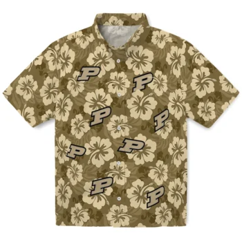 Purdue Boilermakers Hawaiian Shirt - Hibiscus Cluster