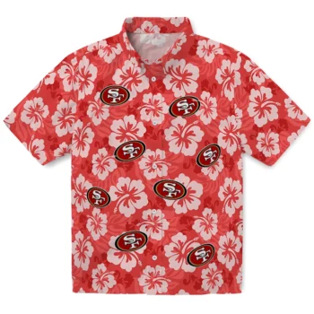 San Francisco 49ers Hawaiian Shirt - Hibiscus Cluster