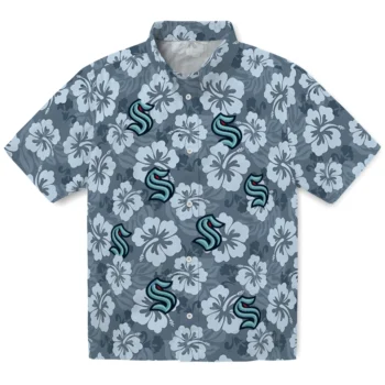 Seattle Kraken Hawaiian Shirt - Hibiscus Cluster