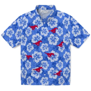 SMU Mustangs Hawaiian Shirt - Hibiscus Cluster