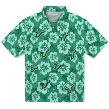 South Florida Bulls Hawaiian Shirt - Hibiscus Cluster